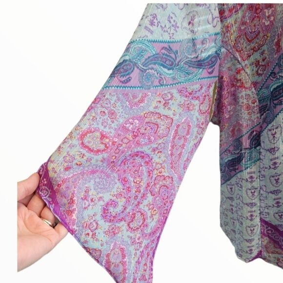 EC LANE BRYANT BOHO PEASANT TOP PAISLEY W/ SILVER THREADING SZ. 18/20 - Picture 3 of 6